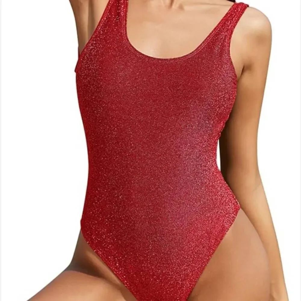 NWT Shekini Retro High Cut Low Back One Piece Swimsuit